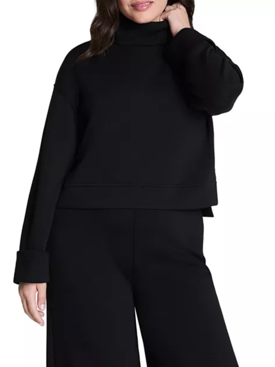 SPANX Tops - SPANX Black AirEssentials Cuffed Sleeve Cropped Turtleneck Sweatshirt